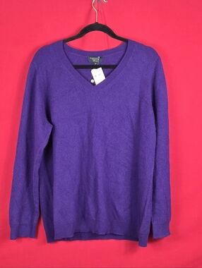 NEW CHARTER CLUB Cashmere V Neck Sweater Purple Womens Size 2X